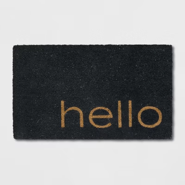 Hello Doormat Black 