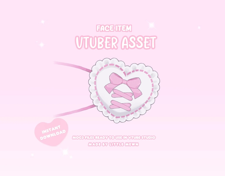 VTuber Asset | Rigged Heart Ribbon Eye Patch