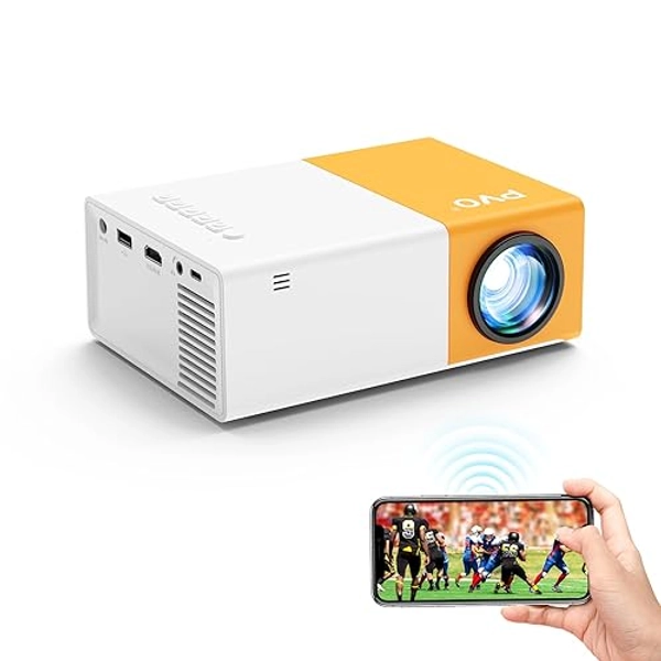 Projector, PVO WiFi Projector 1080P Portable Movie Projector, Phone Screen Can be Mirrored to the Projector Wirelessly or by Data Cable, Compatible with Smartphone/ Tablet/ Laptop/TV Stick/USB Drive