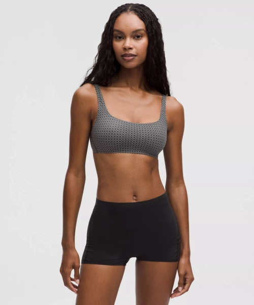 Wundermost Ultra-Soft Nulu Scoop-Neck Bralette *A-D Cups - Lace Dot White Graphite Grey - 10