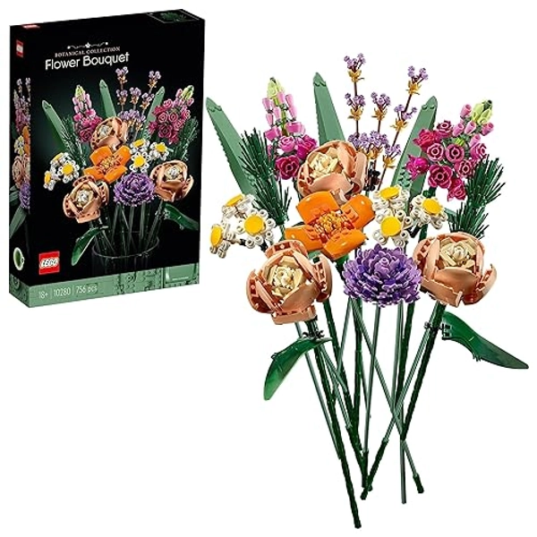 LEGO 10280 Icons Flower Bouquet, Artificial Flowers, Set for Adults, Decorative Home Accessories, Gift Idea for Women, Men, Her & Him, Wife or Husband, Botanical Collection
