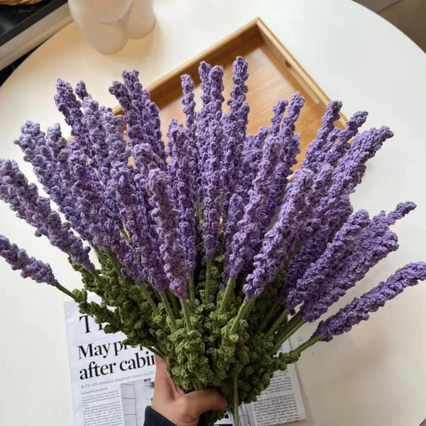 3pc Handmade Knitted Flower Lavender Crochet Flower Gift for Her