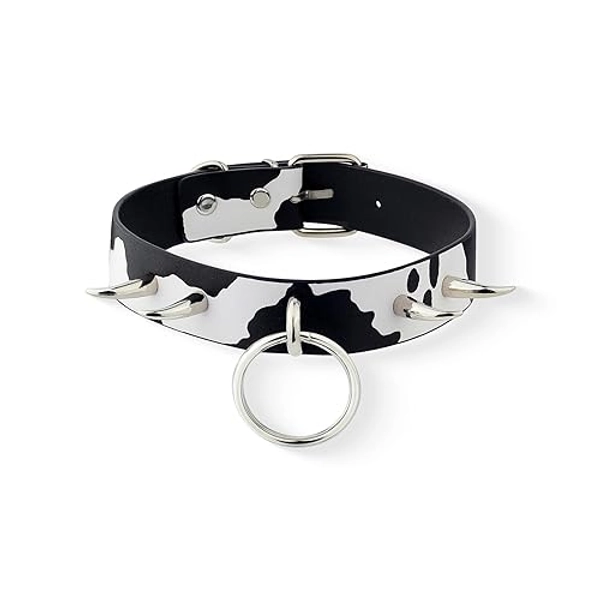 paloli Basic Cow Print Bell Collar Choker Necklace for women