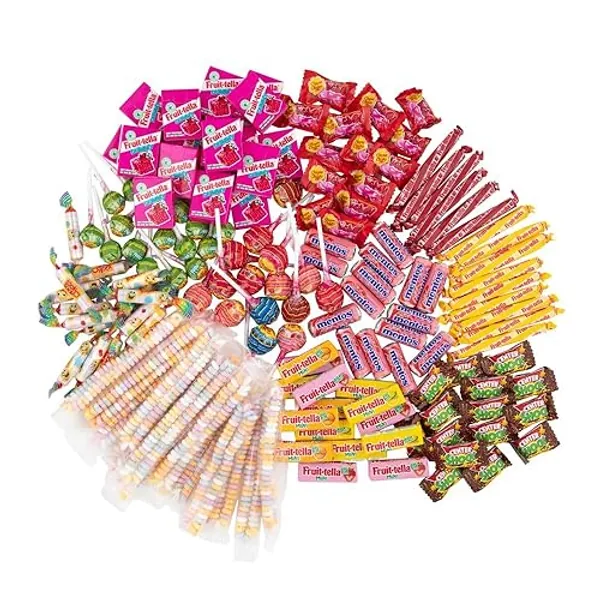 Chupa Chups Kinder Süßigkeiten Mix, 150-teilig mit Lollis, Kaugummis, Bonbons von Mentos, Center Shock, Fruittella usw. geeignet für Geburtstag - 150 Stück