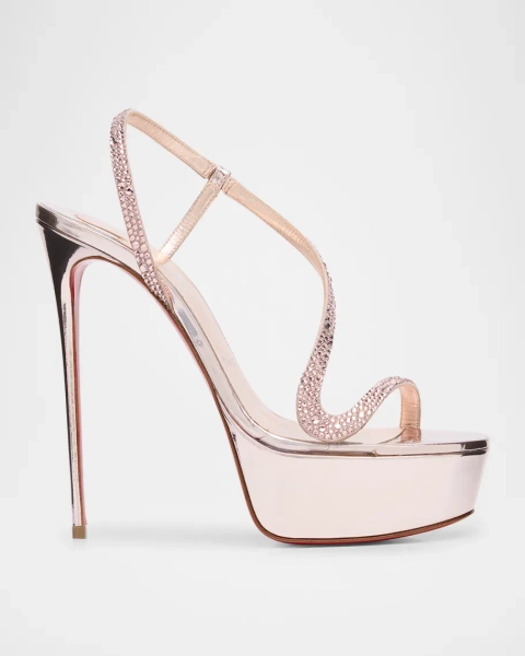 Rosalie Alta Strass Red Sole Platform Slingback Sandals
