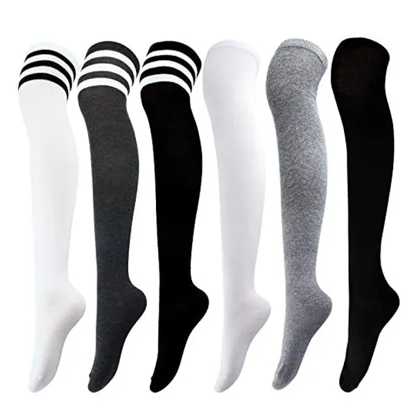 Aneco 6 Pairs Over Knee Thigh Socks Knee-High Warm Stocking Women Boot Sock Leg Warmer High Socks for Daily Wear, Cosplay
