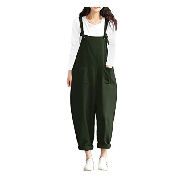 Style Dome Women's Dungarees Vintage Printed Loose Casual Baggy Sleeveless Overall Long Jumpsuit Playsuit Trousers Pants Dungarees