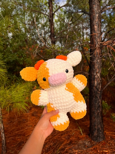 Crochet Pumpkin Cow Plushie Amigirumi