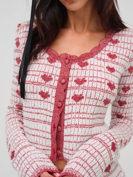 Candy Heart Knit Cardigan — Pink