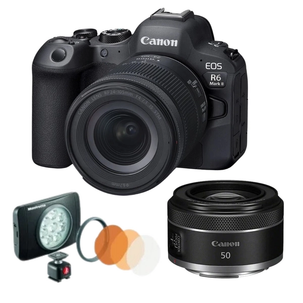 Pachet Promo Canon EOS R6 II + RF 24-105mm F4-7.1 IS STM + RF 50mm + LED