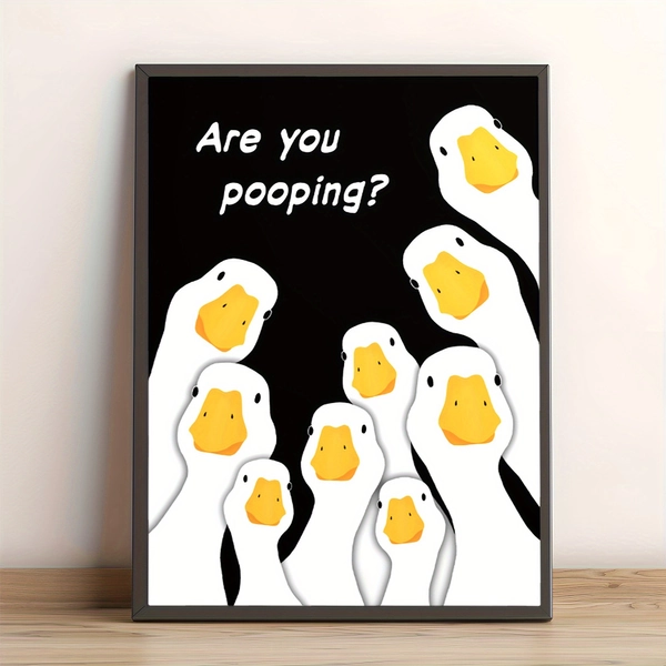 duck pooping? funny canvas wall art poster bathroom - Temu