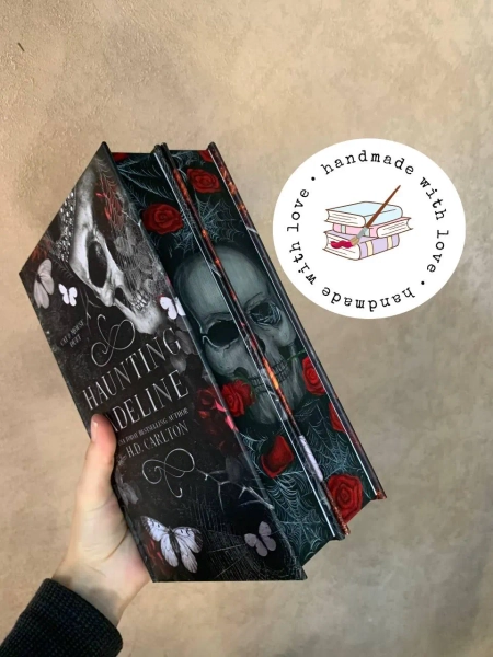 Handpainted Fore-Edge Cat And Mouse Book Set: Haunting Adeline, Hunting Adeline. Booklover Gift For Dark Romance Reader