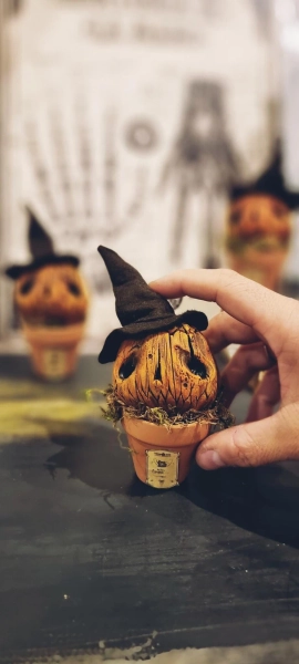 PUMPKIN POT - calabaza artdoll - adorno de halloween creepy orange darknes pot deco spooky figure, núcleo de bruja, núcleo de octubre