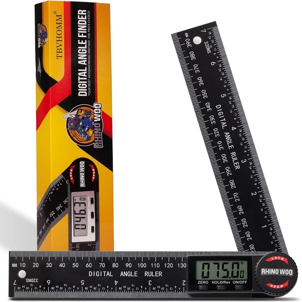 Digital Angle Finder Protractor, Ruler with 7inch/200mm, Black 