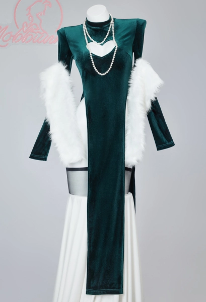 Blizzard of Hell Derivative Dress Set High Slit Dress and Shawl with Stockings and Necklace