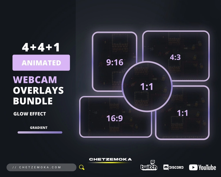 Webcam Overlay Purple ANIMATED | Circle and All Standard Sizes | Instant Download