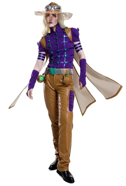 JoJos 7 Steel Ball Run Gyro Zeppeli Cosplay Costume Full Set with Hat and Cloak