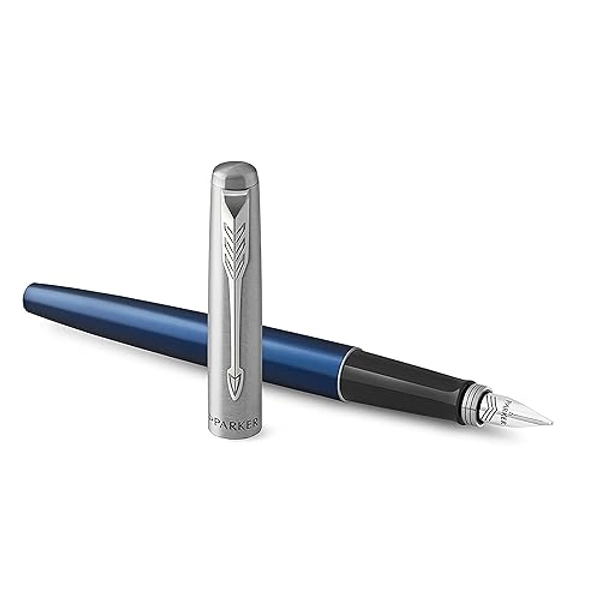 Parker Jotter Fountain Pen | Royal Blue | Medium Nib with Blue Ink | Gift Box - Royal Blue