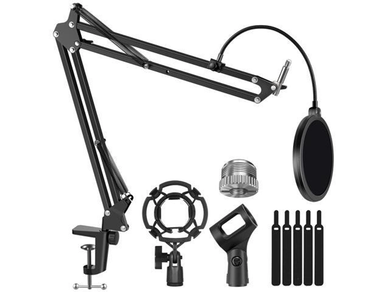Microphone Stand, Mic Arm Microphone Stand Boom Suspension Scissor Stand for Blue Yeti HyperX QuadCast S SoloCast Snowball Fifine K669B and other Mic,