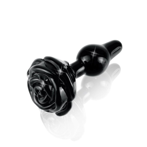 Icicles No 77 Glass Rose Plug - Black