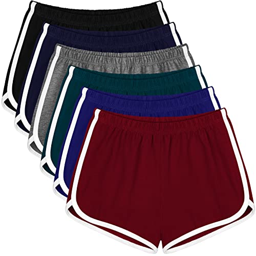 Apoway 6 Packs Dance Shorts Cotton Sports Short Waistband Women Summer Sports Shorts Yoga Shorts for Women… - X-Large - Forest Green,wine Red,royal Blue,mixed Colors
