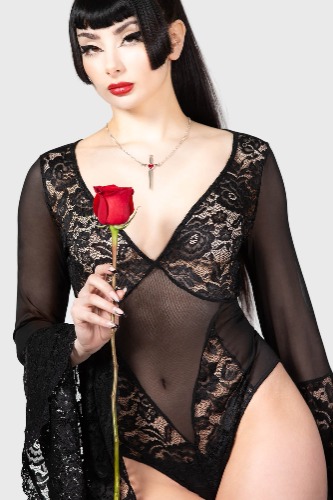 Temple D'Amour Bodysuit | S / Black / 95% Polyester 5% Elastane