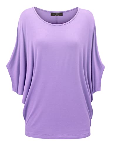 Made By Johnny Women's Scoop Neck Half Sleeve Batwing Dolman Top - Plus Size - XX-Large - Wt1073_lilac