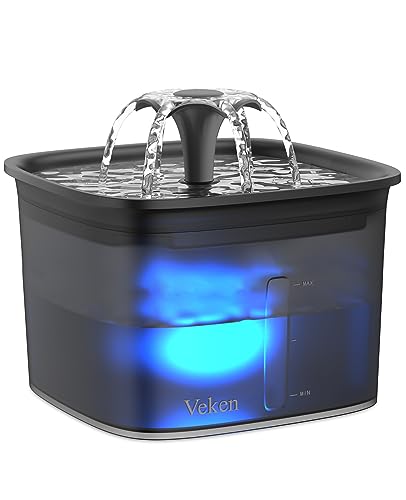 Veken 95oz/2.8L Pet Fountain, Automatic Cat Water Fountain Dog Water Dispenser with Replacement Filters for Cats, Dogs, Multiple Pets (Space Black, Plastic) - Space Black - 95oz Plastic