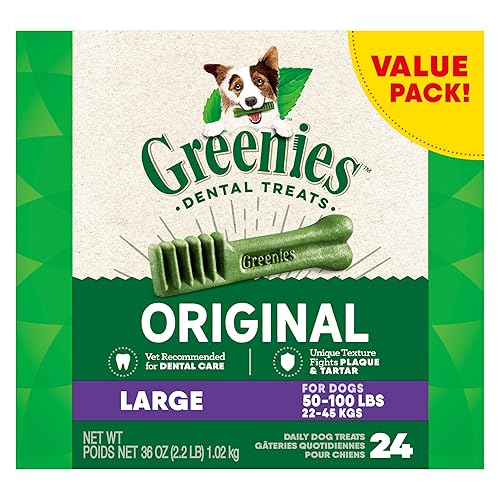 GREENIES Adult Dog Treats Original LARGE Natural Dental Care, (24 Treats) 36oz. Pack - 24 Treats - 1.02 kg (Pack of 1)