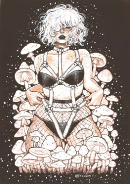 Destroying Angel Mushroom Nymph Print | Etsy