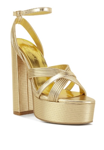 Splendid Cross Strap High Heeled Sandals - GOLD / 10US