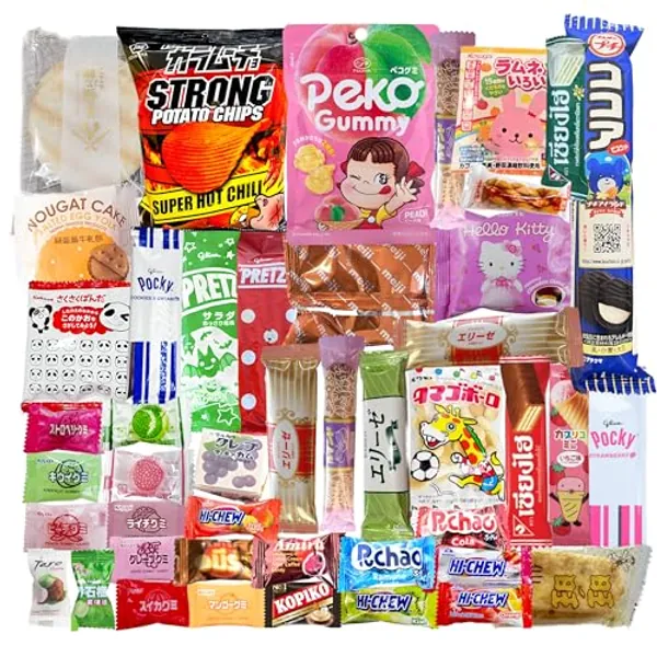 International Asian Assorted Mystery Snack Box |45 Items Included 3 Full-Sized Items | Variety Pack of Best Tasting Snacks and Candies from Thailand, Korea, Japan, China, Indonesia, etc.