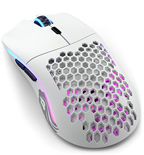 Glorious Model O Wireless Gaming Mouse - Superlight, 69g Honeycomb Design, RGB, Ambidextrous, Lag Free 2.4GHz Wireless, Up to 71 Hours Battery - Matte White - White