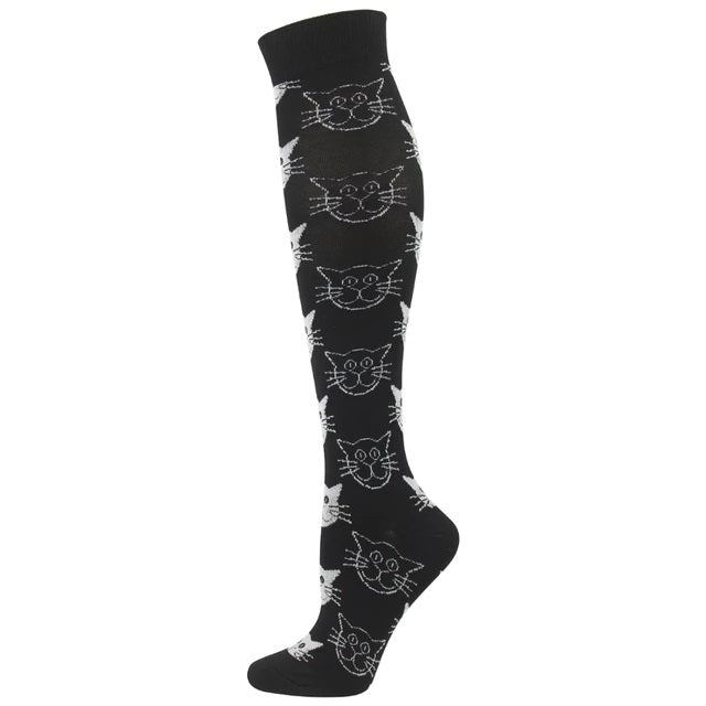 Cat Face Patterned Knee High (Compression Socks) - S/M