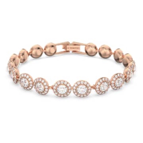 Una Angelic Tennis bracelet, Round cut, Pavé, Medium, White, Rose gold-tone plated