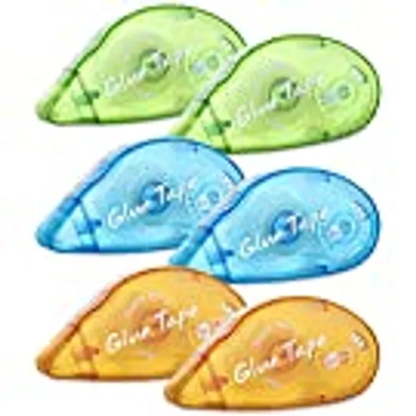 XUXU 6 Pack Double Sided Tape Roller, Scrapbooking Tape, Permanent Adhesive Tape Dispenser Runner for Crafts and Arts Projects, Photo-Safe, 0.3-inch by 315-Inch