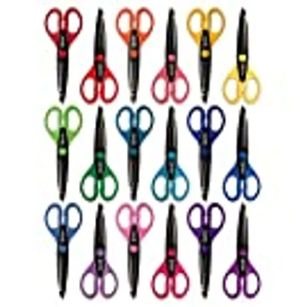 18 Piece Decorative Edge Craft Scissors, by Better Office Products, 18 Colors and Edge Designs, 6 Inch Length, 2.5 Inch Blades, Assorted 18 Count Edger Scissors