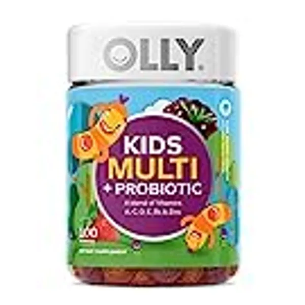 OLLY Kids Multivitamin + Probiotic Gummy, Digestive and Immune Support, Vitamins A, D, C, E, B, Zinc, Kids Chewable Supplement, Berry, 50 Day Supply - 100 Count (Pack of 1)