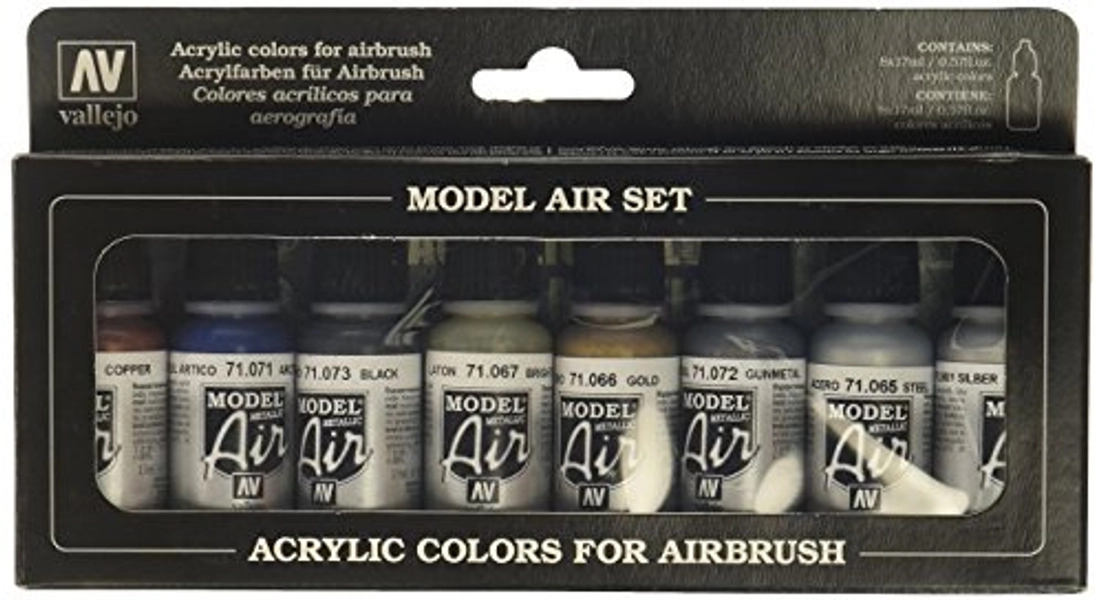Vallejo Modell Air Set von Metallic-Acrylfarben für Air-Brush (8 Stück), 17 ml (8er Pack)