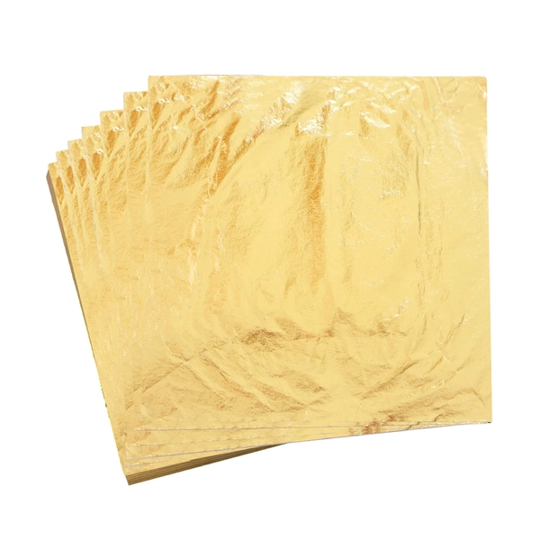 KINNO 100 Blattgold Imitation Blattgold zum Basteln Schlagmetall Kunstprojekt, Vergoldungsmalerei Dekoration 14x14 cm