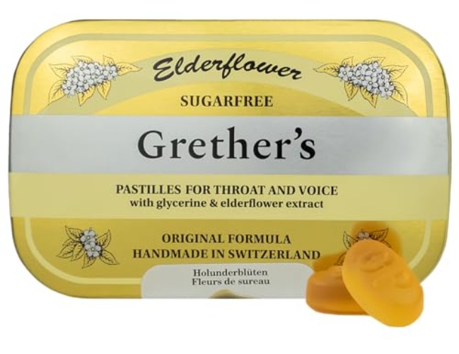 GRETHER'S Sugarfree Elderflower Pastilles Remedy for Dry Mouth Relief - Soothing Throat & Healthy Voice - Gift for Singers - 1-Pack - 2.1 oz. - 2.1 Ounce (Pack of 1) - Elderflower