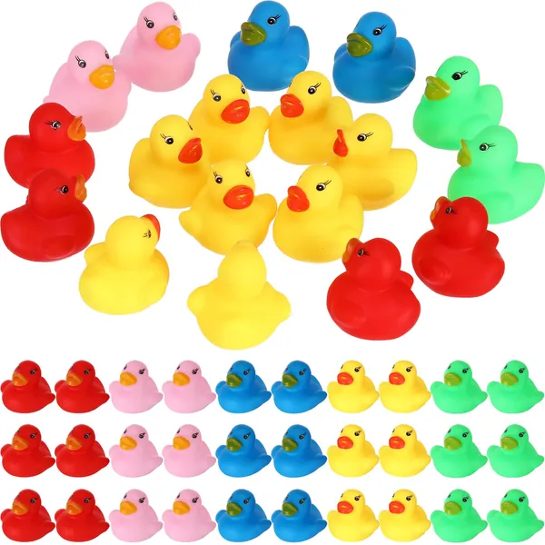 200 Pack Rubber Duck Colorful Rubber Duckies Mini Bath Ducks Tiny Squeak and Float Ducks for Pool Toy Kids Party Favors Birthday Party Supplies Prize Rewards Baby Showers