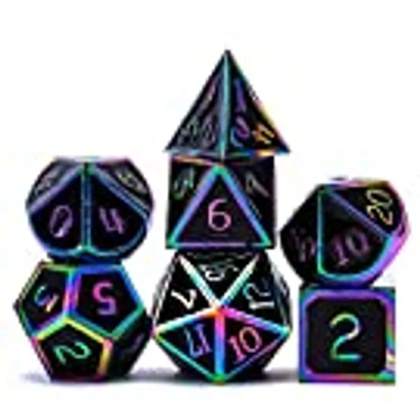 DND Metal Dice Set Role Playing 7PCS Dungeons and Dragons Dice Pathfinder RPG Games DND Dice ,Metal dice Set d&d（Black）