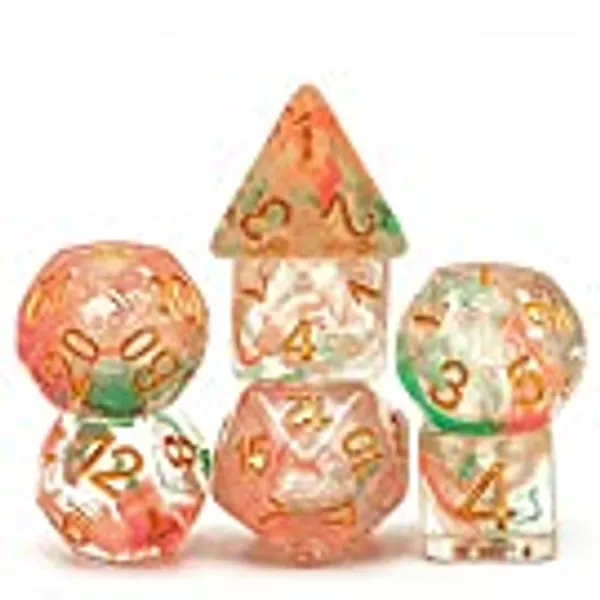 UDIXI DND Dice Set Polyhedral, RPG D&D Dice for Dungeons and Dragons Pathfinder, Gaming Dice for MTG Board Games (Green Orange)