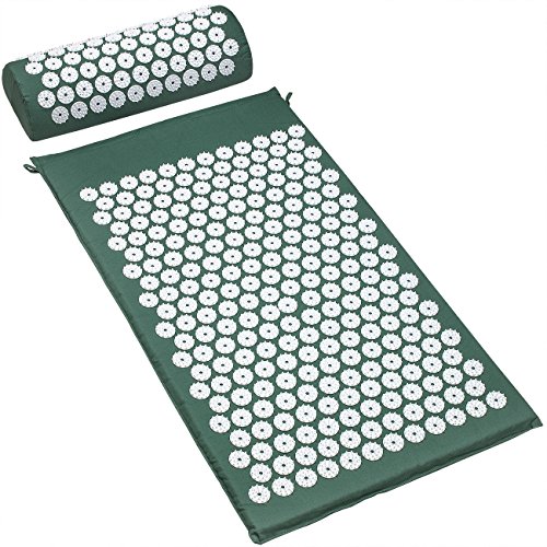 Sivan Back and Neck Pain Relief Acupressure Mat and Pillow Set, Chronic Back Pain Treatment - Relieves Your Stress of Lower Upper Back and Sciatic Pain - Green - Green