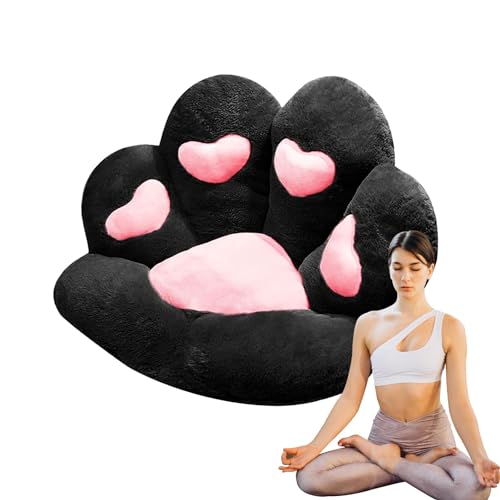 Cat Paw Cushion - Comfy Bears Paw Shaped Sofa Cushion, Plush Lazy Cat Paw Pillow | Soft and Comfertable Cute Chair Paw Cushions, Gaming Chair Cute Cozy Seat Pad for Decore and Comfert(28 x 24 Inch) - Black