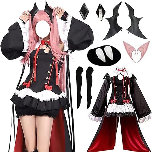 AIUKAKP Krul Tepes Cosplay Costume Outfit Seraph of the End Cosplay Uniform Black backless Dress women Halloween - Black - 3X-Large