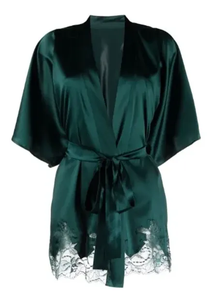 Fleur Of England | Ela Green Silk-blend Robe