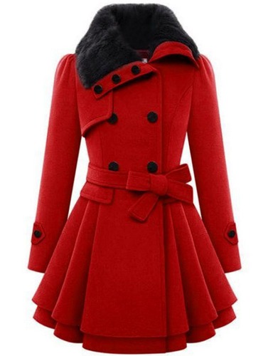Double-Breasted Thick Wool Trench Coat