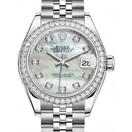 Rolex Lady Datejust 28 White Mother of Pearl Diamond Dial & Diamond Bezel Jubilee Bracelet